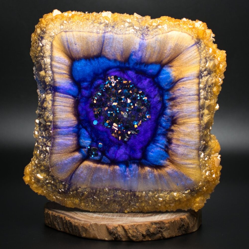 Golden Sunburst Crystal Edge Vanity Tray | Jewelry Tray | Candle Tray